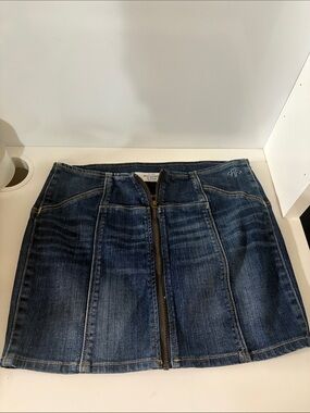 Abercrombie & Fitch Blue Denim Zip-Front Mini Skirt